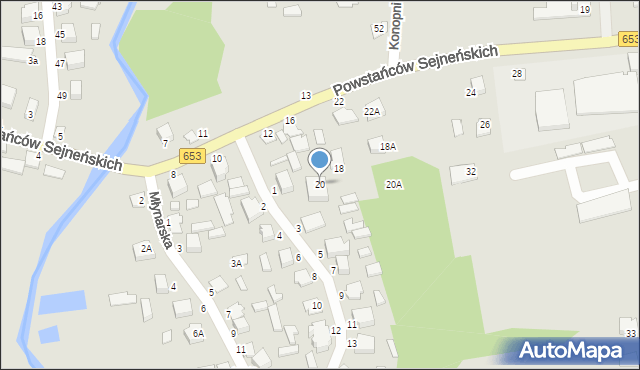 Sejny, Powstańców Sejneńskich, 20, mapa Sejny