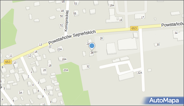 Sejny, Powstańców Sejneńskich, 26, mapa Sejny