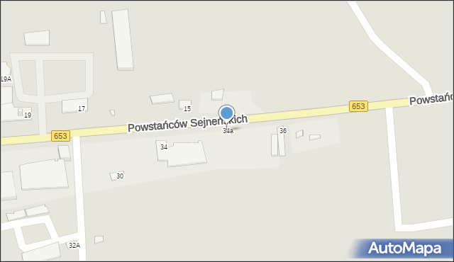 Sejny, Powstańców Sejneńskich, 34a, mapa Sejny