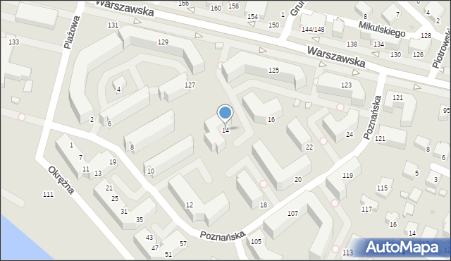 Siedlce, Poznańska, 14, mapa Siedlce