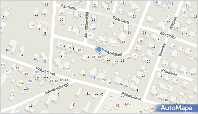 Siedlce, Porazińskiej Janiny, 18, mapa Siedlce