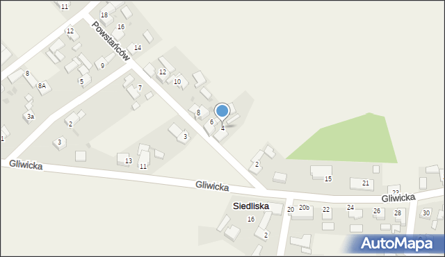 Siedliska, Powstańców, 4, mapa Siedliska