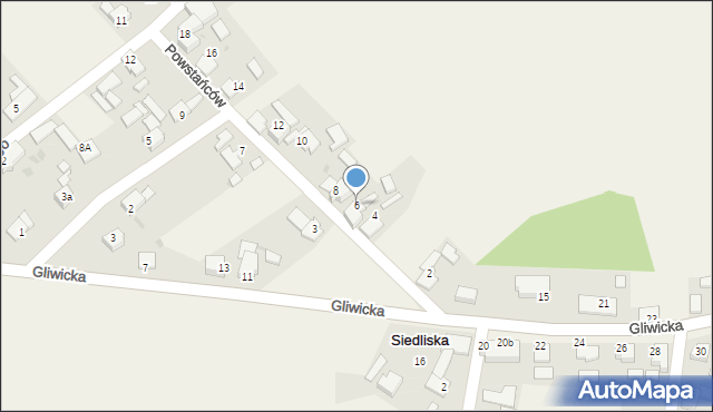 Siedliska, Powstańców, 6, mapa Siedliska