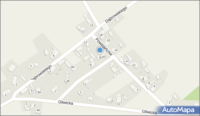 Siedliska, Powstańców, 9, mapa Siedliska