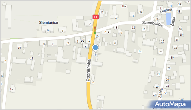 Siemianice, Poznańska, 8, mapa Siemianice