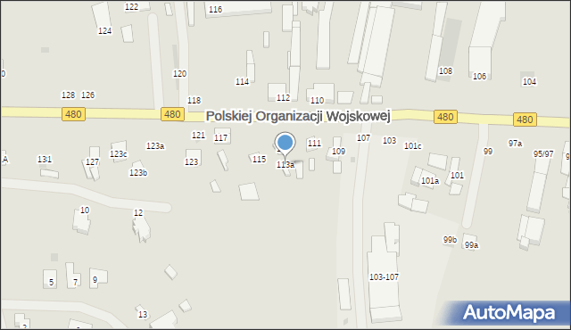 Sieradz, Polskiej Organizacji Wojskowej, 113a, mapa Sieradz