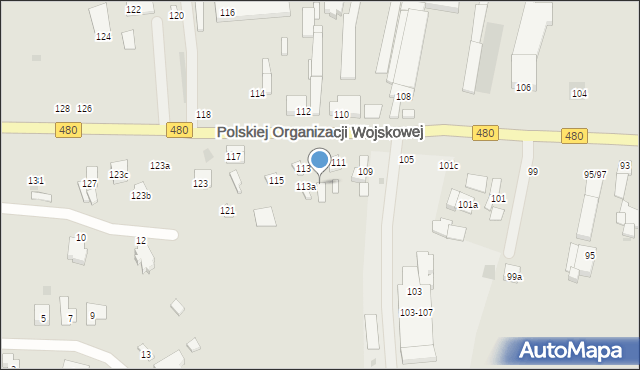 Sieradz, Polskiej Organizacji Wojskowej, 113b, mapa Sieradz