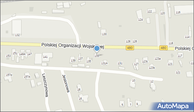 Sieradz, Polskiej Organizacji Wojskowej, 133, mapa Sieradz