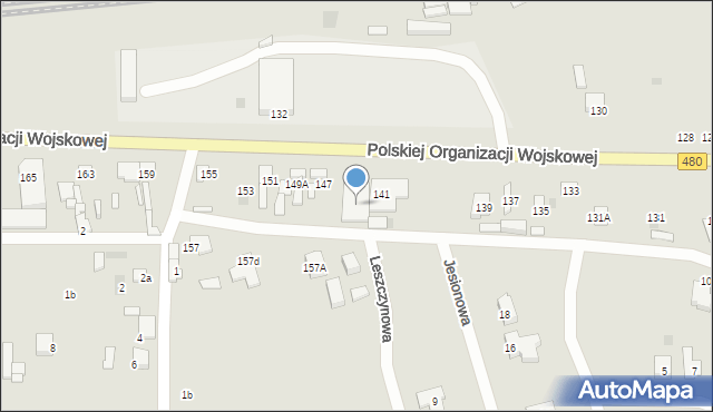 Sieradz, Polskiej Organizacji Wojskowej, 145/147, mapa Sieradz