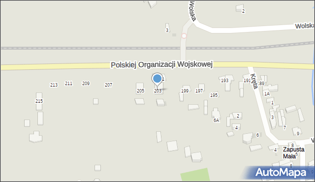 Sieradz, Polskiej Organizacji Wojskowej, 203, mapa Sieradz