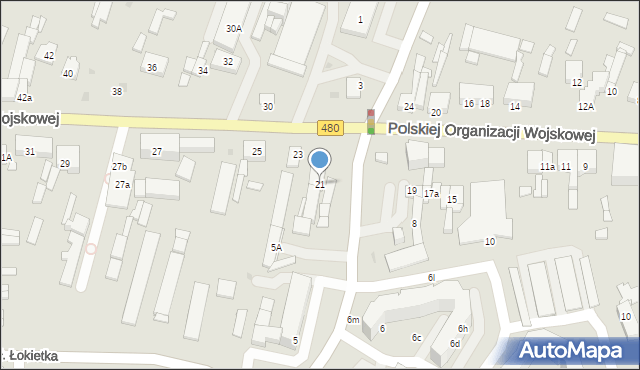 Sieradz, Polskiej Organizacji Wojskowej, 21, mapa Sieradz
