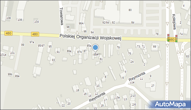 Sieradz, Polskiej Organizacji Wojskowej, 83A, mapa Sieradz
