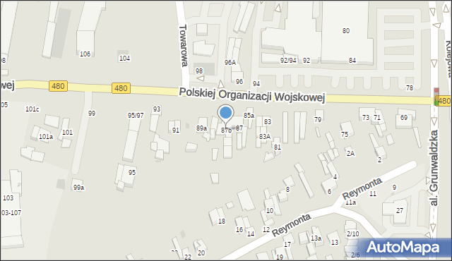 Sieradz, Polskiej Organizacji Wojskowej, 87b, mapa Sieradz