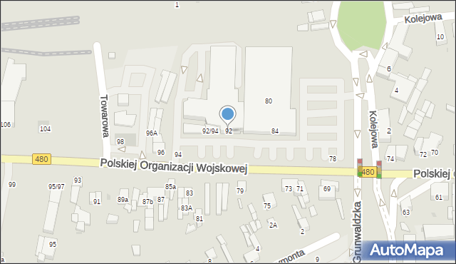 Sieradz, Polskiej Organizacji Wojskowej, 92, mapa Sieradz