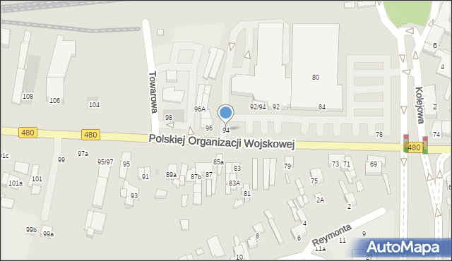 Sieradz, Polskiej Organizacji Wojskowej, 94, mapa Sieradz