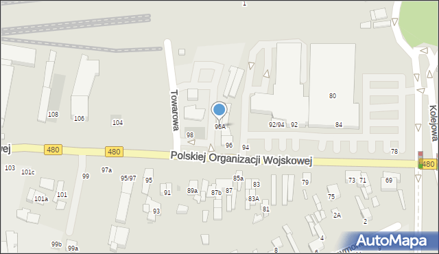 Sieradz, Polskiej Organizacji Wojskowej, 96A, mapa Sieradz