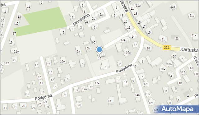 Sierakowice, Podgórna, 4a, mapa Sierakowice