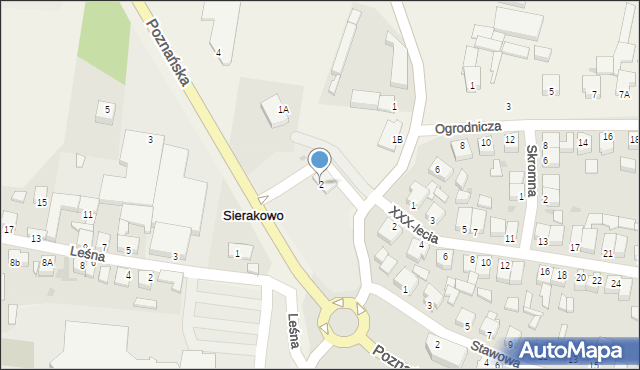 Sierakowo, Poznańska, 2, mapa Sierakowo