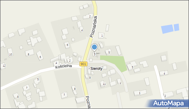 Sieroty, Poznańska, 3, mapa Sieroty