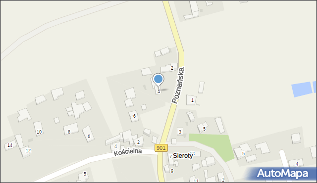 Sieroty, Poznańska, 4, mapa Sieroty