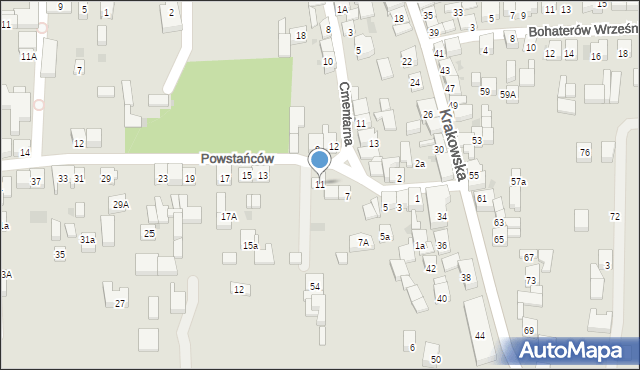 Skała, Powstańców, 11, mapa Skała