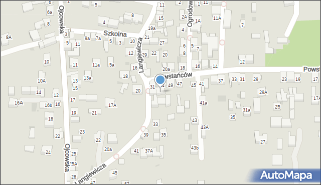 Skała, Powstańców, 51a, mapa Skała