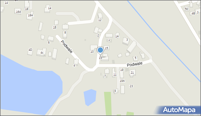 Skawina, Podwale, 13, mapa Skawina