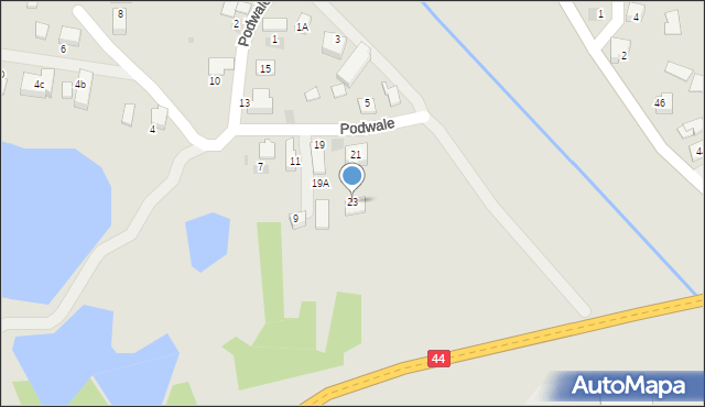 Skawina, Podwale, 23, mapa Skawina