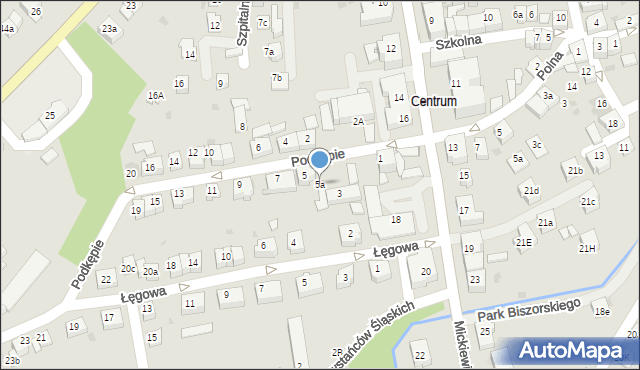 Skoczów, Podkępie, 5a, mapa Skoczów