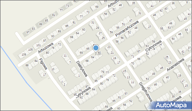 Skórzewo, Pomarańczowa, 62, mapa Skórzewo