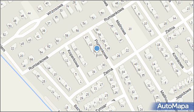 Skórzewo, Poziomkowa, 37, mapa Skórzewo