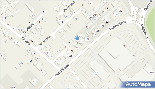 Skórzewo, Poznańska, 117b, mapa Skórzewo