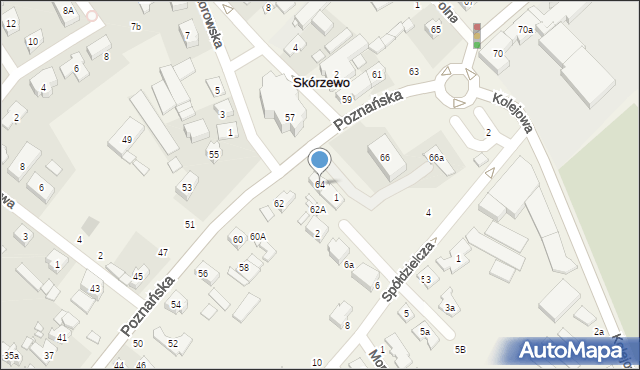 Skórzewo, Poznańska, 64, mapa Skórzewo