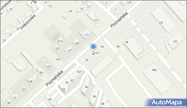 Skórzewo, Poznańska, 92, mapa Skórzewo