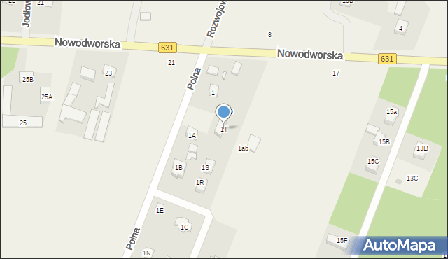 Skrzeszew, Polna, 1T, mapa Skrzeszew