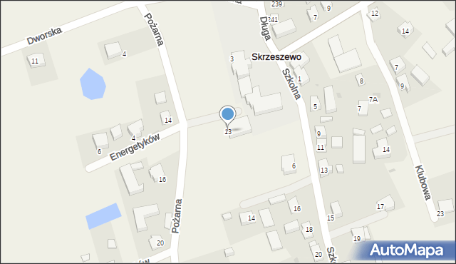 Skrzeszewo, Pożarna, 13, mapa Skrzeszewo