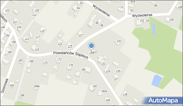 Skrzyszów, Powstańców Śląskich, 129, mapa Skrzyszów