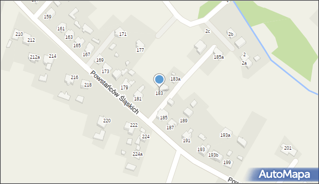 Skrzyszów, Powstańców Śląskich, 183, mapa Skrzyszów