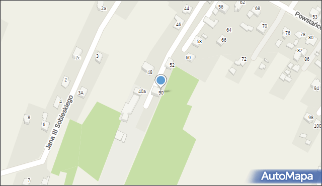 Skrzyszów, Powstańców Śląskich, 50, mapa Skrzyszów