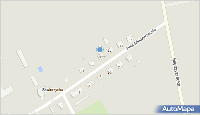 Skwierzyna, Pola Międzyrzeckie, 9, mapa Skwierzyna