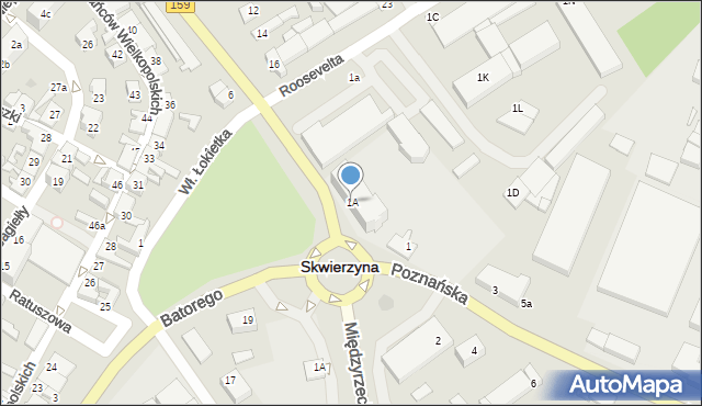Skwierzyna, Poznańska, 1A, mapa Skwierzyna