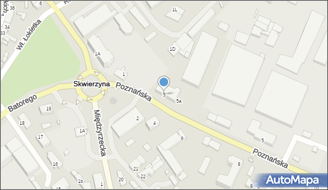 Skwierzyna, Poznańska, 3, mapa Skwierzyna