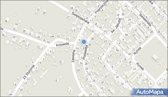 Sławków, Podwalna, 37, mapa Sławków