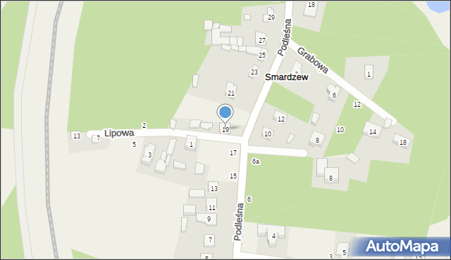 Smardzew, Podleśna, 19, mapa Smardzew