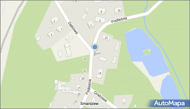 Smardzew, Podleśna, 20, mapa Smardzew