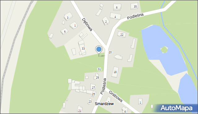 Smardzew, Podleśna, 33, mapa Smardzew