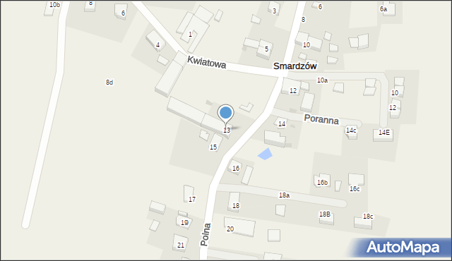 Smardzów, Polna, 13, mapa Smardzów