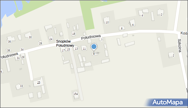 Snopków, Południowa, 9, mapa Snopków