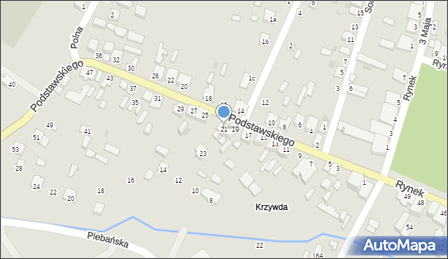 Sokołów Małopolski, Podstawskiego Piotra, płk., 21, mapa Sokołów Małopolski