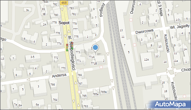 Sopot, Podjazd, 2B, mapa Sopotu